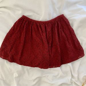 Madewell Burgundy Lace Mini Skirt 0
